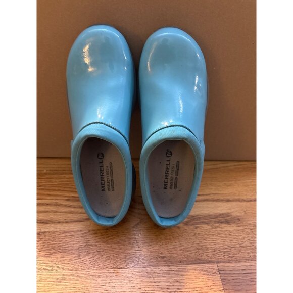 Merrell Womens Slip-On Clogs Size M Blue Rubber Sole Shoes 8.5 - Picture 1 of 8